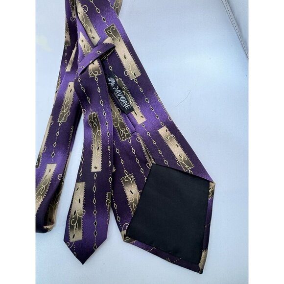 VTG ASSORTED LOT OF 3 - Purple Silk Ties Made in Italy - Abstract Retro Patterns - Picture 11 of 13